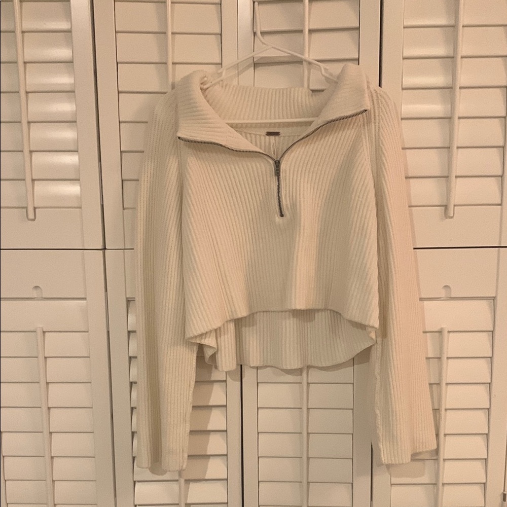free people Cozy Cream Quarter-Zip Sweater